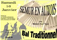 Bal Traditionnel. Le samedi 16 janvier 2016 à Semur en auxois. Cote-dor.  21H00